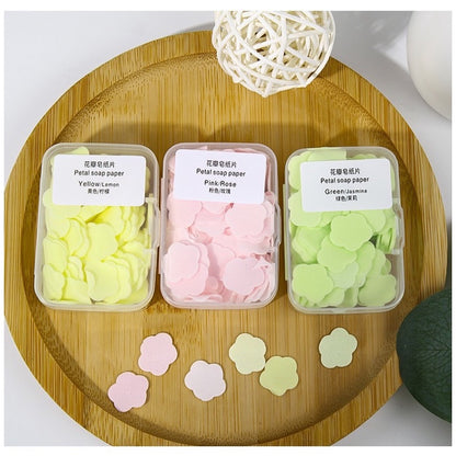 Portable Petal Soap Paper Travel Essential Hand Wash Disposable Antibacterial Flower Soap Sheet Gift