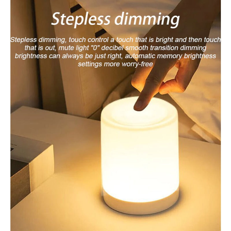 Mini Canister Night Light with Clock Remote Bedside Sleep Touch LED Table Lamp Rechargeable Type-C