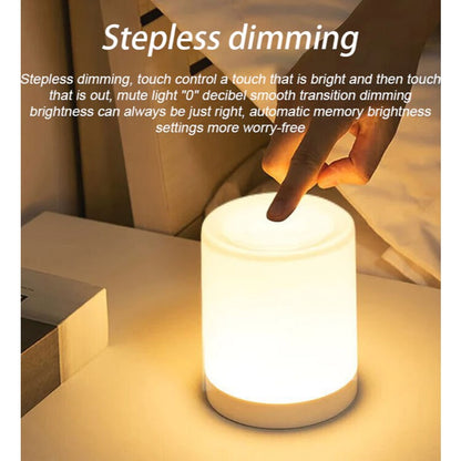 Mini Canister Night Light with Clock Remote Bedside Sleep Touch LED Table Lamp Rechargeable Type-C
