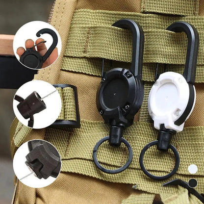 Heavy Duty Retractable Buckle Keychain Reel Rope Steel Wire Cable Key Holder Carabiner Badge Outdoor