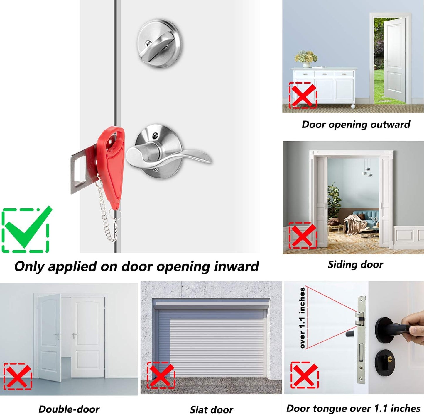 Portable Travel Door Lock Home Security Keypad Lockdown Locker Door Stopper Anti-Theft for Safety Privacy Hotel Home