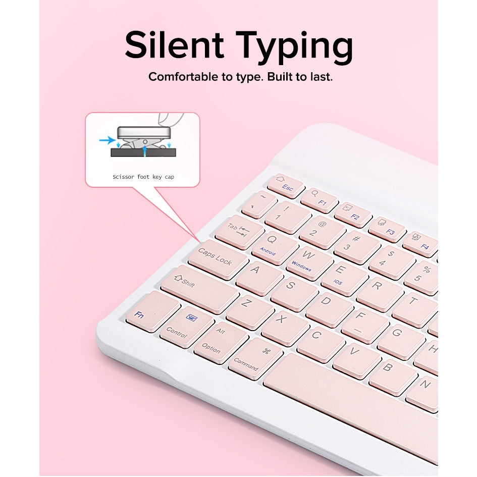 10 Inch Wireless Bluetooth Keyboard + Wi-Fi Mouse Set Rechargeable Tablet Smartphone Laptop Windows