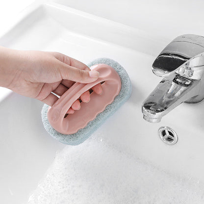 Multi Purpose Bathroom Cleaning Brush Soft Magic Sponge With Handle Bathtub Wall Tile Pot Wash Tool