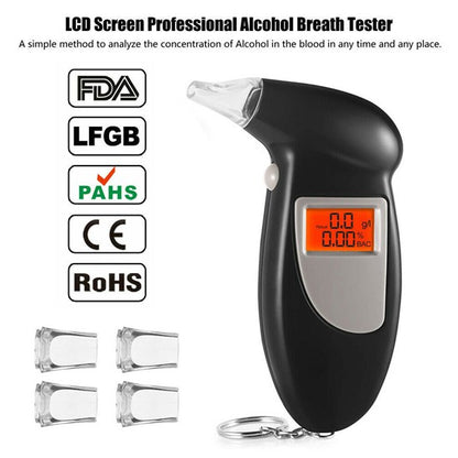 Portable Digital Breath Alcohol Tester LCD Breathalyzer Detector Car DUI Meter Analyzer Test Tool