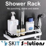 Shower Rack Storage Holder Bathroom Shelf Pole Shelves Shampoo Tray Stand Lifting Rod Head Organizer No Drill Hole