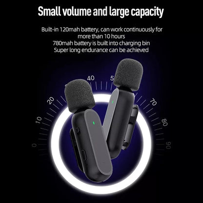 Wireless Lavalier Microphone With Charging Box Case Audio Video Recording Bluetooth Lapel Mic for i-Phone Android Vlog