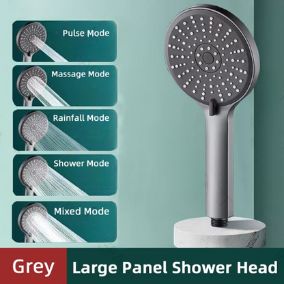 12cm Large Panel 5 Mode High Pressure Shower Head Water Saving Adjustable Massage Gears Showerhead Powerful Pressurized
