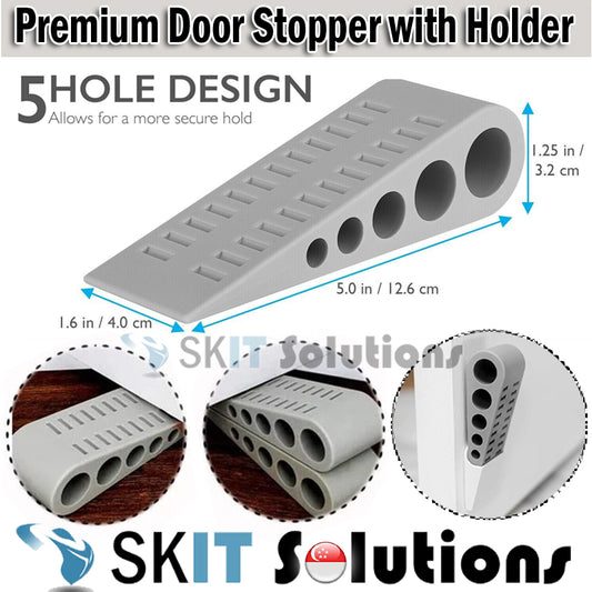 Premium Heavy Duty Door Stopper with Storage Holder No Sliding Doorstop Rubber Stop Blocker Doorstoppers Wedge Anti Pinch
