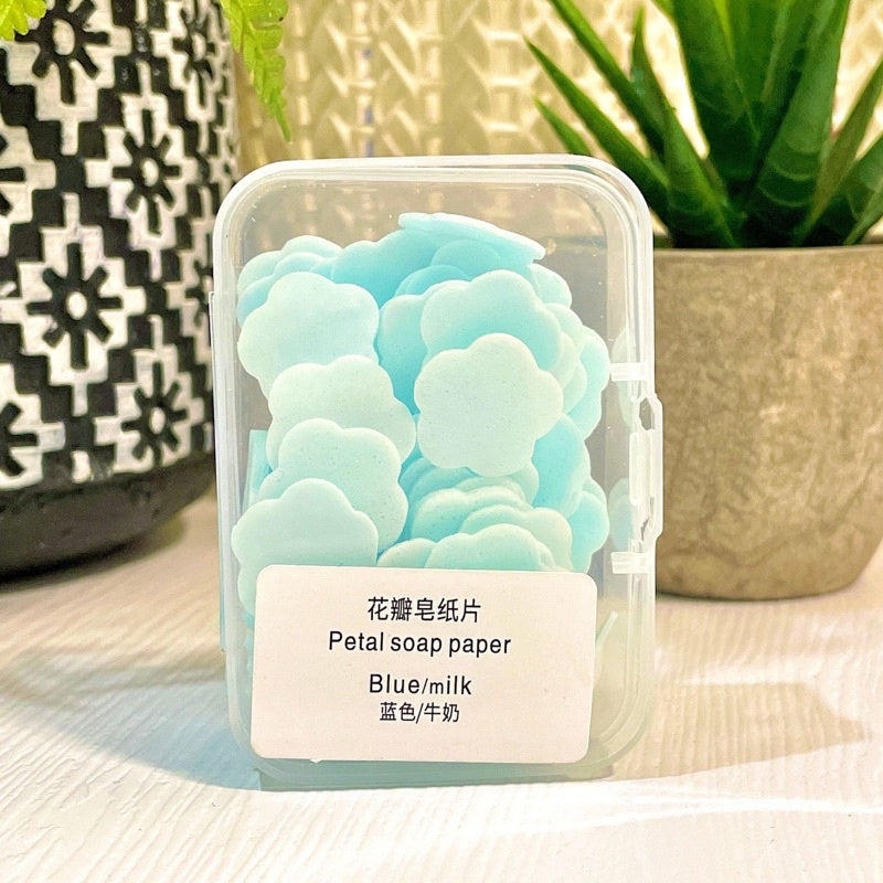 Portable Petal Soap Paper Travel Essential Hand Wash Disposable Antibacterial Flower Soap Sheet Gift