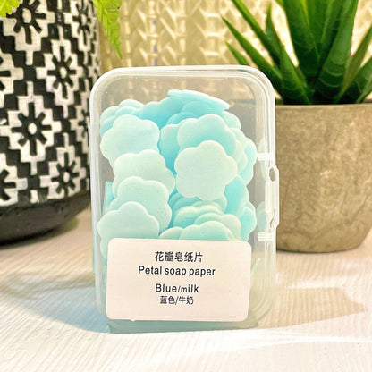 Portable Petal Soap Paper Travel Essential Hand Wash Disposable Antibacterial Flower Soap Sheet Gift