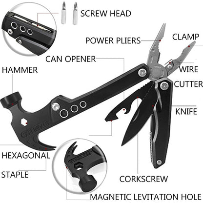 12in1 Multi-Tool Claw Hammer MultiTool Stainless Steel Tool Set Outdoor Camping Hunting Fishing Hiking Accessories