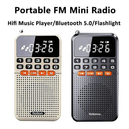 Rolton T1 Portable FM Radio Speaker Elderly MP3 Song Mini Player Large Display Bluetooth TF Card