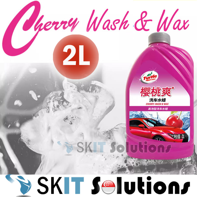 Turtle Cherry 2IN1 Car Wash & Wax Shampoo 2L High Shine Performance Gloss Washing Waxing Coating Polishes Waxes Care