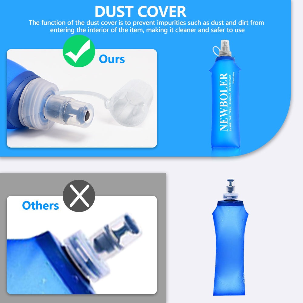 NEWBOLER TPU Soft Silicone Flask Foldable Water Bottle 150ml 250ml 500ml 750ml for Outdoor Sports