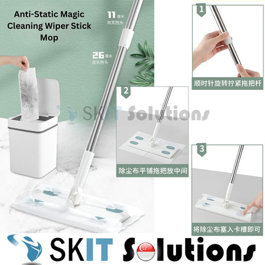 360 Rotation Floor Mop Adjustable Long Rod Static Dust Dry Wipe Pad Floor Cleaner Wood Tile Laminate