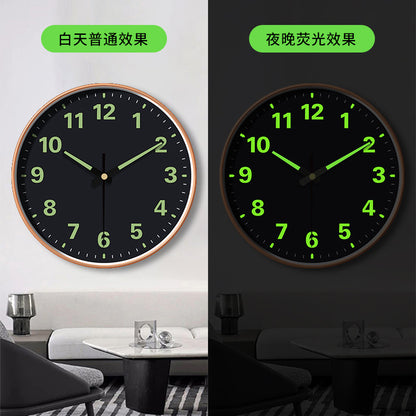 8/12 Inch Luminous Minimalist Designer Wooden Quartz Wall Clock Dark Glowing Silent Non-Ticking Home