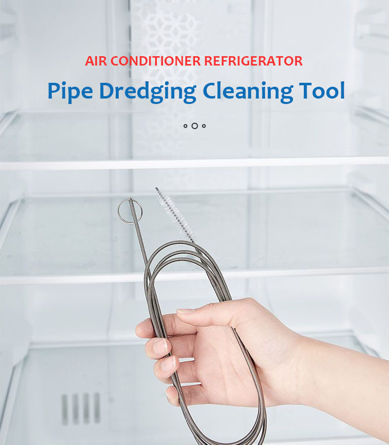 Stainless Steel Pipe Cleaning Brush Tool for Aircon AC Fridge Refrigerator Drain Hole Unclog Unblocker