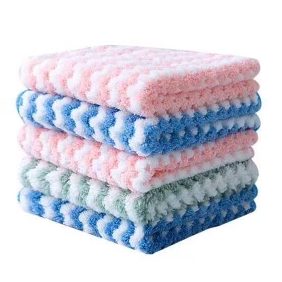Coral Fleece Dish Cloth Bamboo Fiber Anti Oil Lint Free Quick Dry Kitchen Cleaning Towel Essential