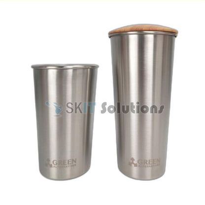 400ml/500ml Stainless Steel Double Wall Cup+Wooden Bamboo Lid BPA Free Vacuum Insulated Tumblers Mug