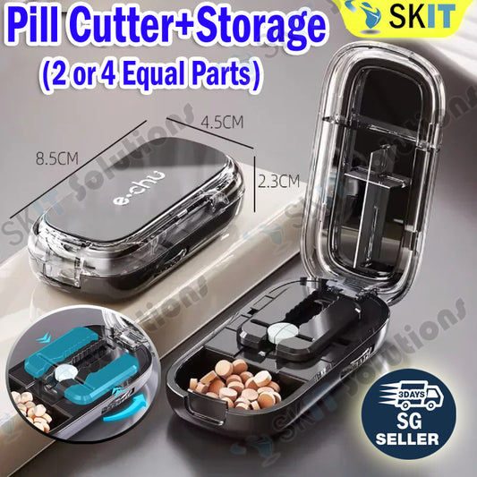 Adjustable Pill Cutter Splitter Quartering Crusher with Storage Box Medicine Tablet Divider Organizer