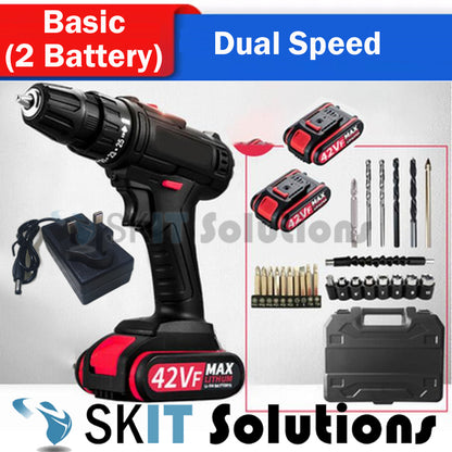42V Cordless Rechargeable Electric Drill Screwdriver Power Tool Set