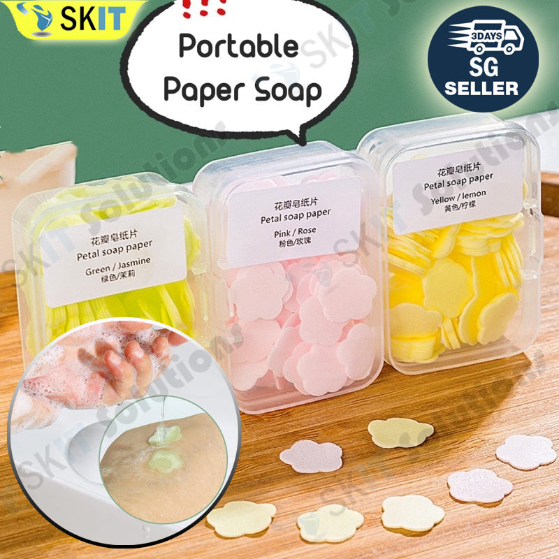 Portable Petal Soap Paper Travel Essential Hand Wash Disposable Antibacterial Flower Soap Sheet Gift