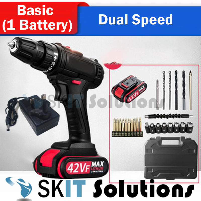 42V Cordless Rechargeable Electric Drill Screwdriver Power Tool Set