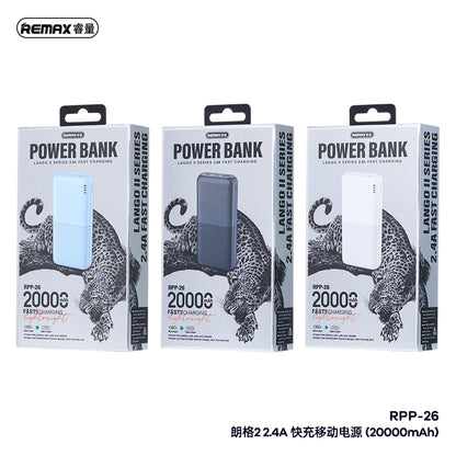 Remax RPP-26 Lango II 20000mAh 3C CCC Certified Power Bank PowerBank Portable Battery Charger Type-C