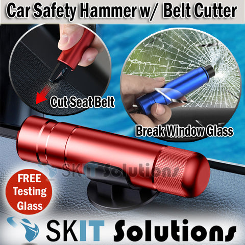 2-in-1 Car Safety Hammer Glass Window Breaker Seat Belt Cutter Auto Emergency Escape Tool Keychain