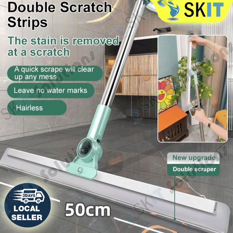 35cm/50cm Silicone Scraper Broom Wiper Extendable Rotatable Floor Glass Window Cleaning Tool Bathroom Mop