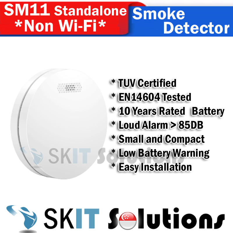 SCDF Listed Smoke Detector Wireless 10 Year Battery Home Smart Life Tuya WiFi Mobile App Fire Alarm