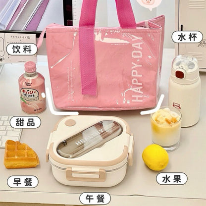 Large Capacity Bento Lunch Bag Waterproof Insulated Thermal Handheld Food Storage for Office Travel