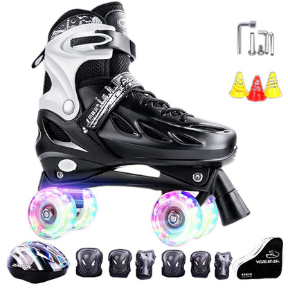 PAPAISON XZY-309 4-Wheels Quad Roller Skates Blade Scooter Double Row Skating Hard Boot Kids Adults