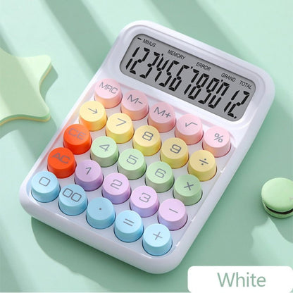 Colorful Retro Color Mechanical Calculator Big Button LCD Display 12-Digit Office Student Stationery