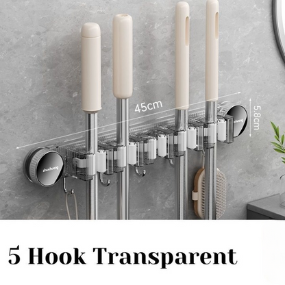 Suction Cup Broom Holder Wall Mounted No Drill Mop Brush Hanger Bathroom Storage Hook Cleaning Tool