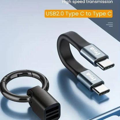 IVON CA90 Mini Clip-On Charge & Sync Cable w/ Key Ring PD65W/PD27W 65W USB-C to USB-C/to IOS 27W