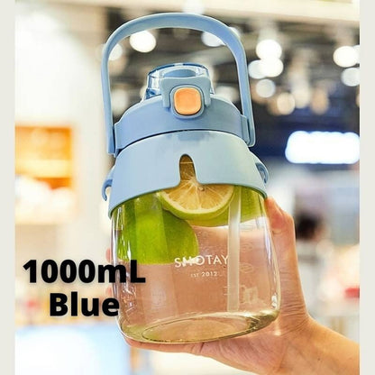 Tritan BPA Free 1000ml Hot Cold Drinking Water Bottle Large Cute Kawaii with Dual Spout-Direct/With Straw Spout 大肚杯