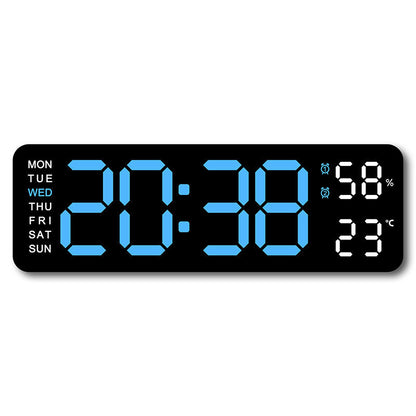 Smart LED Digital Wall Desk Clock Large Display Alarm Temperature Humidity 12 24H Auto Dimmer Timer