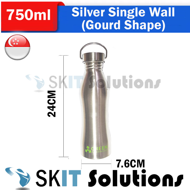 500ml 750ml Stainless Steel Sports Single Walled Water Bottle Metal Flask Screw Cap BPA Free Uninsulated Indoor Outdoor