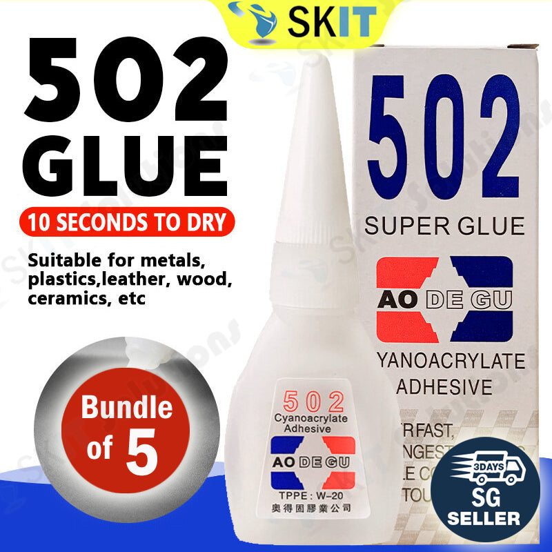 【BUNDLE OF 5】502 Super Glue Cyanoacrylate Adhesive Strong Fast Bonding Quick Dry Multi-Purpose Repair Glue 8 gram