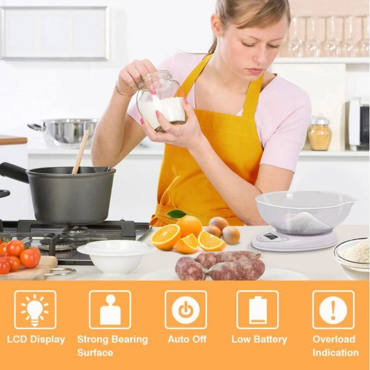 Digital Kitchen Weighing Scale 5kg/1g Electronic Food Scale LCD Cooking Baking Coffee Herb Jewelry