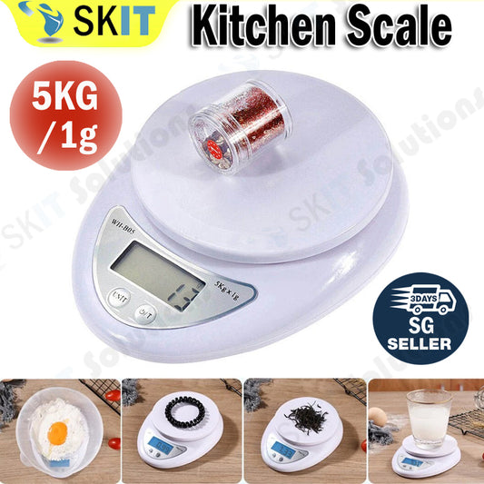 Digital Kitchen Weighing Scale 5kg/1g Electronic Food Scale LCD Cooking Baking Coffee Herb Jewelry