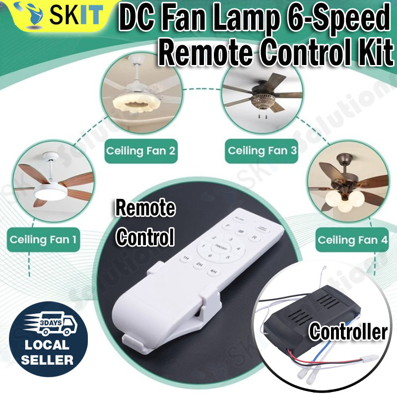 Smart Universal Ceiling DC Fan Lamp Remote Control Kit Receiver 6 Spee ...