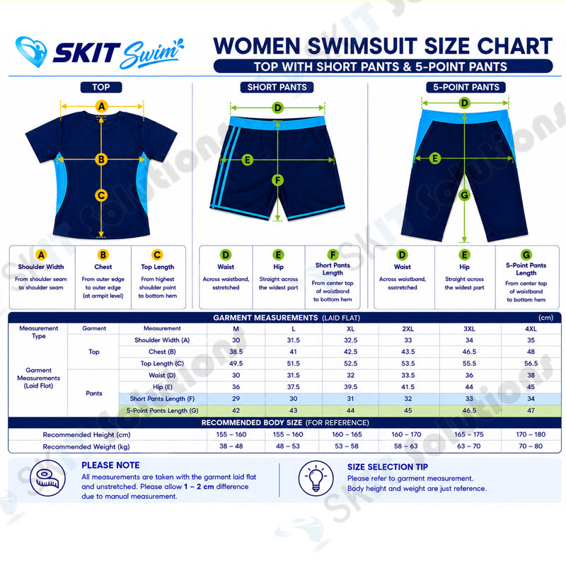 2 Pcs Women Swimming Suit Swim Wear Ladies Swimwear Two Piece Swimsuit Short Sleeve Top Shirt+Bottom Short/5-Point Pants