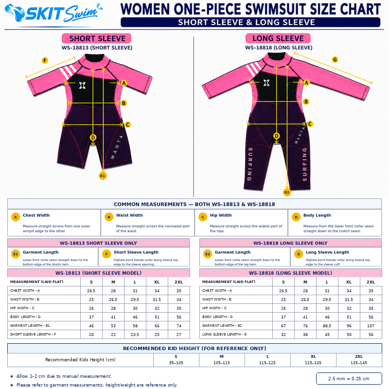 WS-18813 Kids Short-Sleeve Swimwear – Green, Purple & Pink