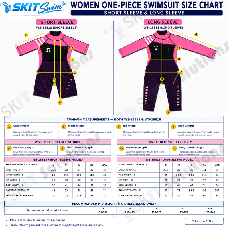 WS-18818 Kids Long-Sleeve Swimwear – Green, Purple & Pink