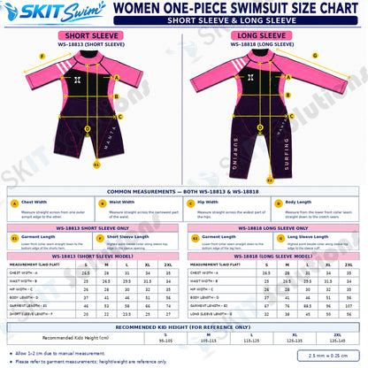 WS-18818 Kids Long-Sleeve Swimwear – Green, Purple & Pink
