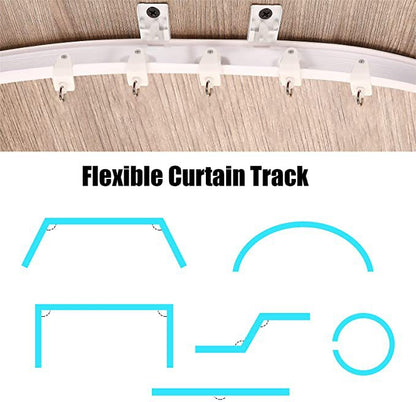 Flexible Curtain Track Rail Side/Top Mount Runner Gliders Bracket Bendable Plastic Rail Roller Mute