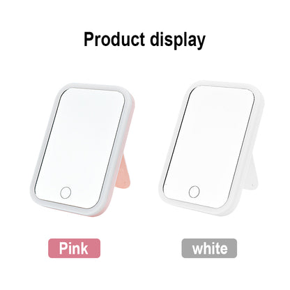 Portable Rechargeable LED Makeup Mirror w/ Adjustable 3 Colors Light Touch-Sensitive USB Charging