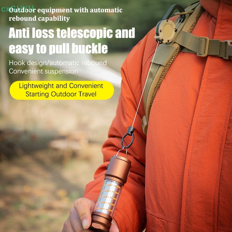 Heavy Duty Retractable Buckle Keychain Reel Rope Steel Wire Cable Key Holder Carabiner Badge Outdoor